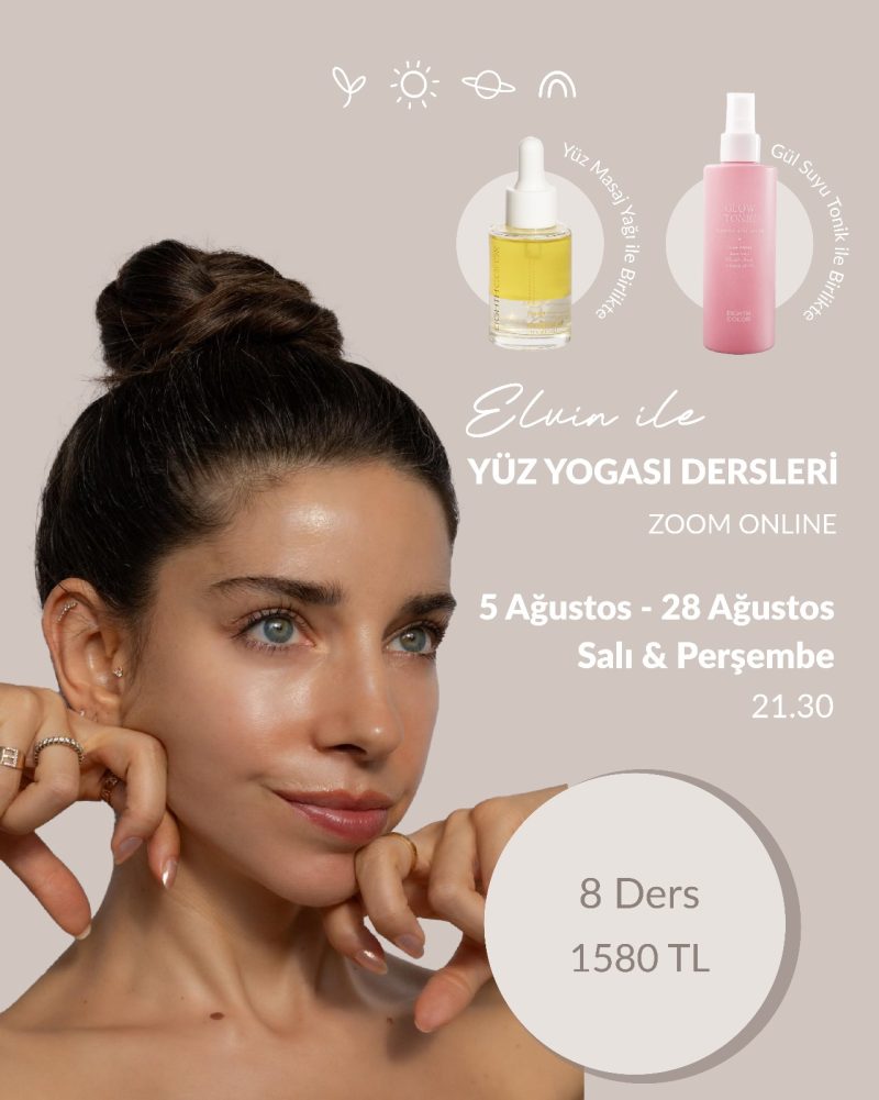 Yüz Yogası Dersleri + Yüz Masaj Yağı + Glow Tonic